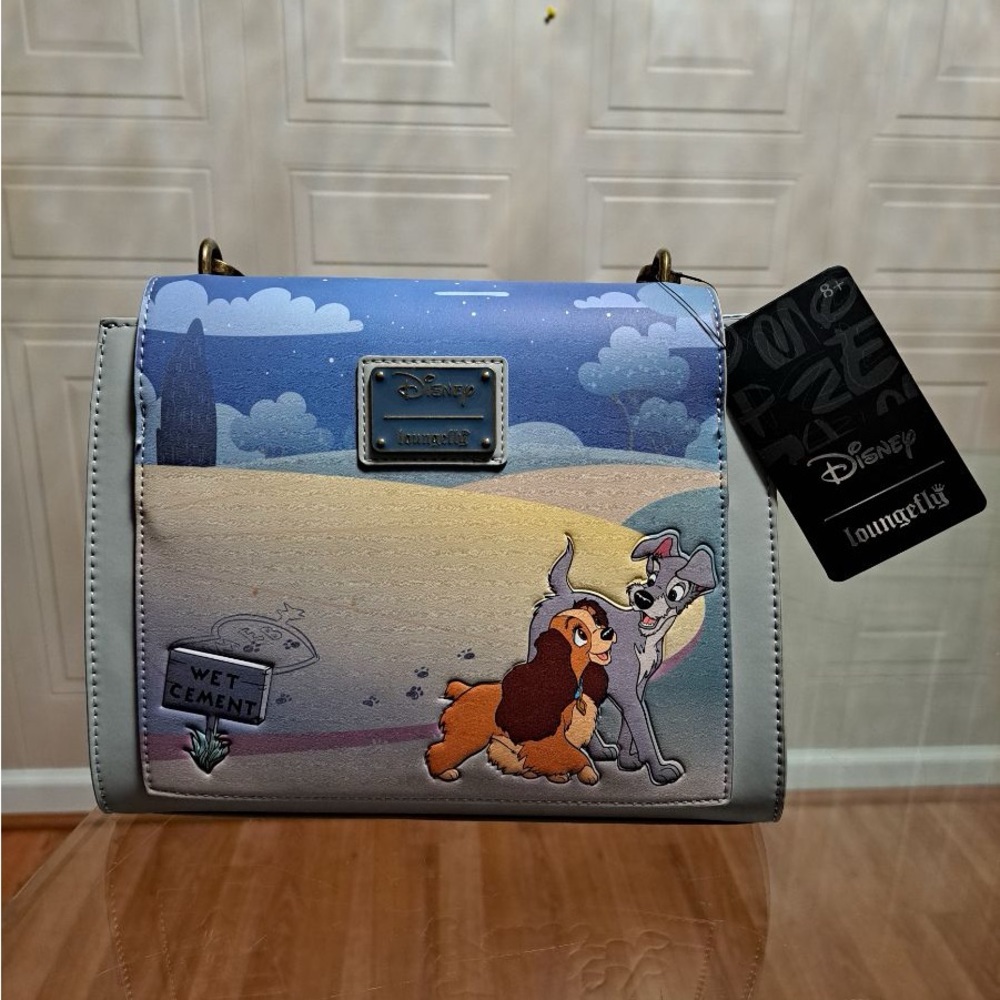 Brand New Loungefky Disney Lady And The Trump Heart Paw Prints Crosbody Purse. - Picture 8 of 8